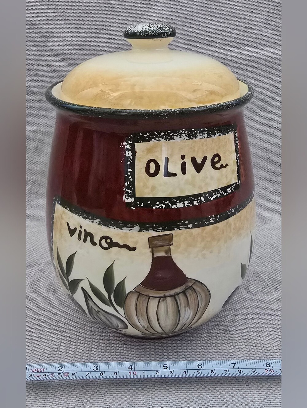 8.5" Tall Ceramic Tuscany Inspired Kitchen Canister - NIB